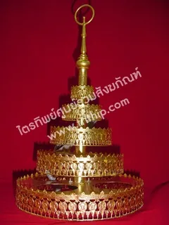 ฉัตรแขวนฉลุลาย 9" 5 ชั้น ปิดทองแท้