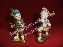 ตุ๊กตาทศกัณฑ์-หนุมาน เบญจรงค์