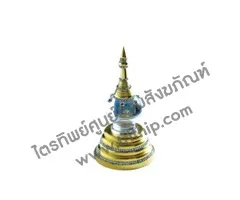 ผอบยอดเจดีย์ปิดทองติดเพชร ดอกไม้
