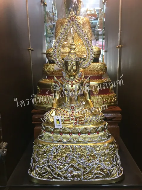 พระศรีอาริยะเมตรัย 9" ปิดทองแท้ประดับเพชร