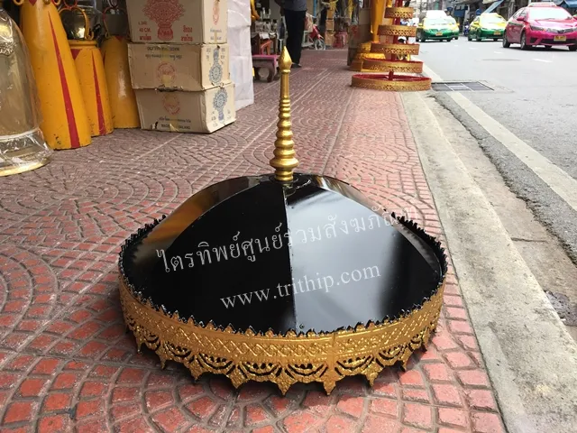 ฉัตรกลางแจ้ง 30" มีหลังคา ชั้นเดียว สีดำ