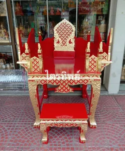 ธรรมาสน์ 2 ชั้น ปิดทอง ร่องสี
