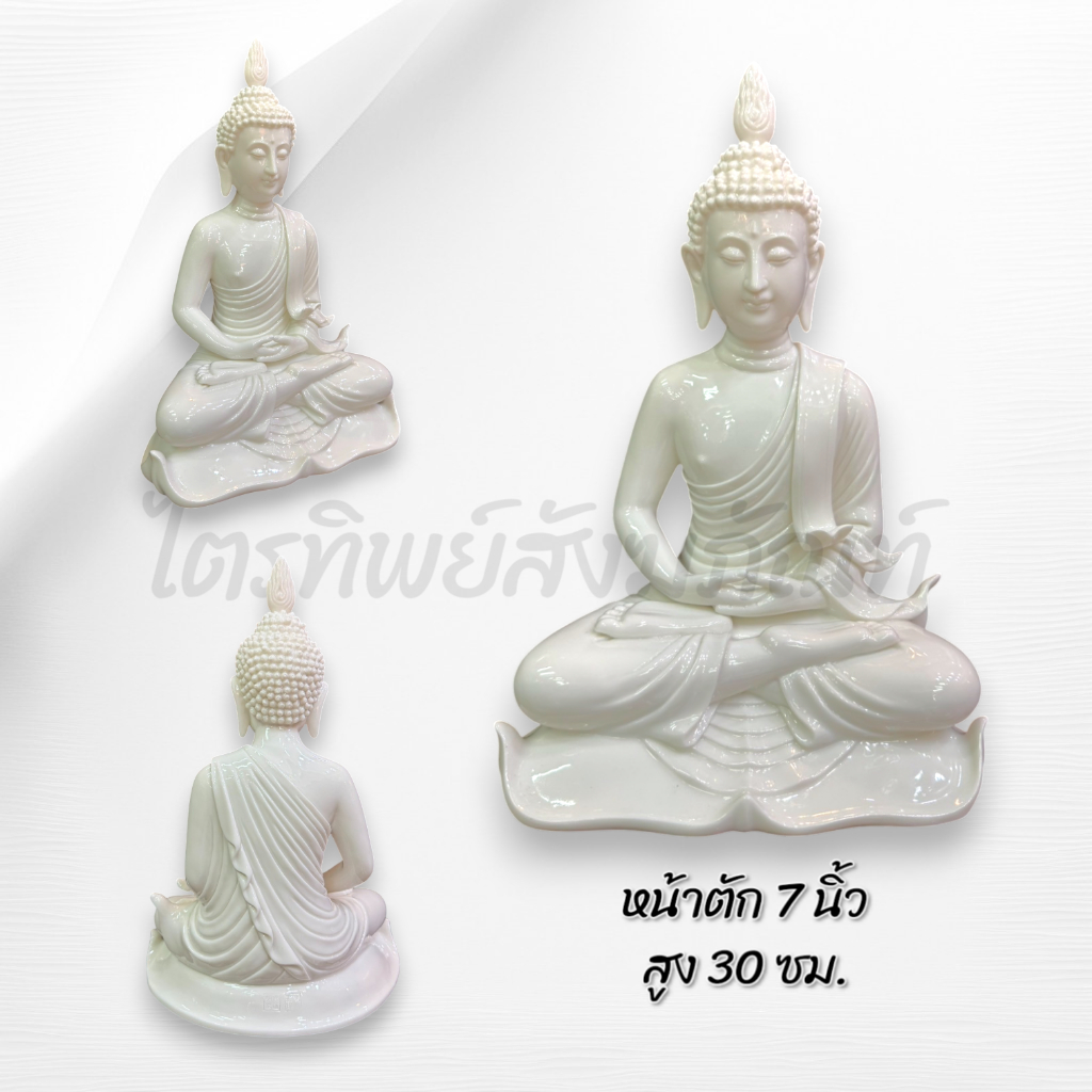 พระพุทธรูป ปางสมาธิ หน้าตัก 7 นิ้ว 9 นิ้ว เซรามิก สีขาว มินิมอล 3