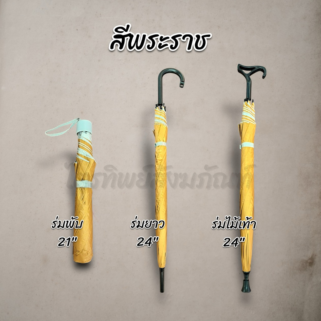 ร่มพระ ร่มสั้น ร่มยาว ร่มไม้เท้า เคลือบ UV สีพระราช 3